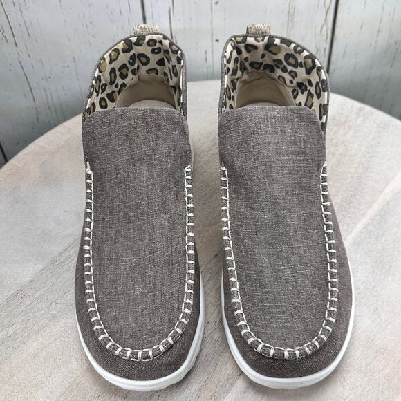 Hey Dude Denny Crafted Leopard Womens Bootie Size 10 Brown Slip On Shoe New - Picture 2 of 11